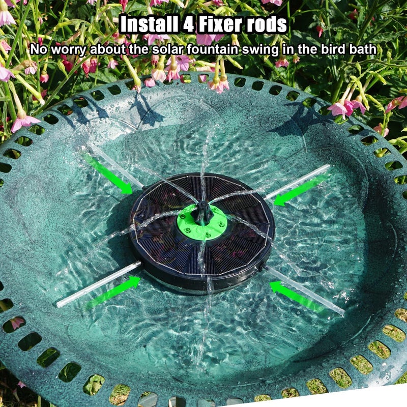 Yzert Solar Fountain with LED Lights Green Flower, 3.5W Glass Solar Bird Bath Fountains Pump with 2200 mAh Battery, Solar Water Fountain for Bird Bath, Garden, Outdoor, Pond -Black Panel Colorful - Image 4